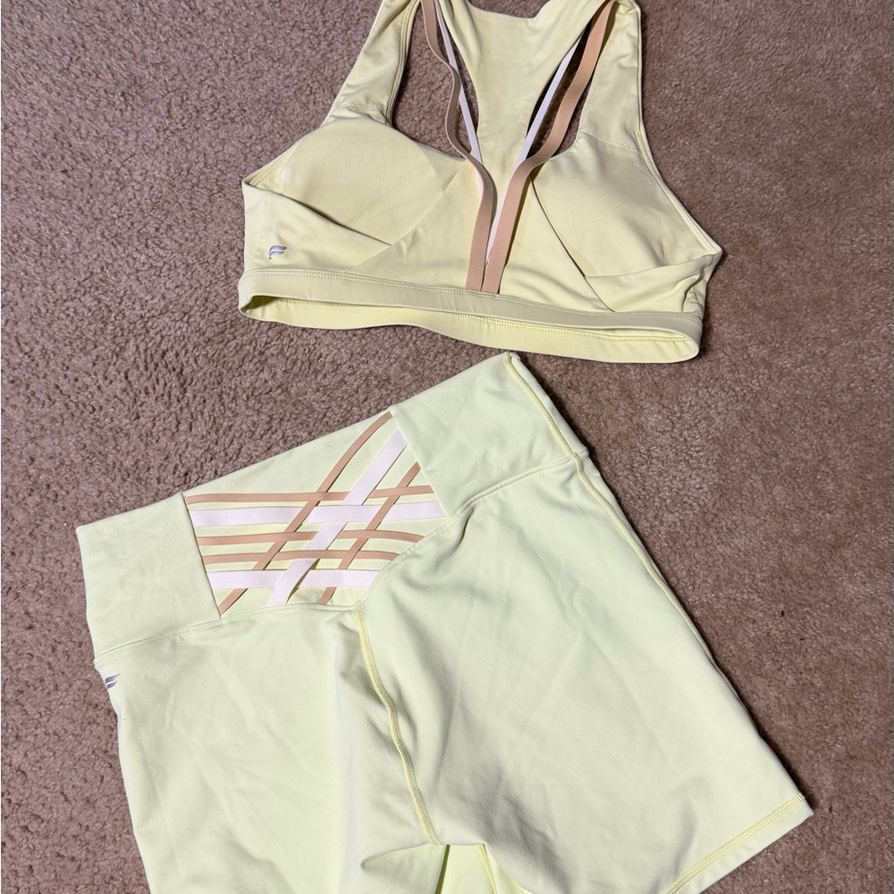 Fabletics Yellow Cream PowerHold Activewear Set